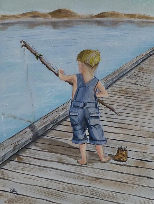 Fishing Pole Painting at PaintingValley.com | Explore collection of ...