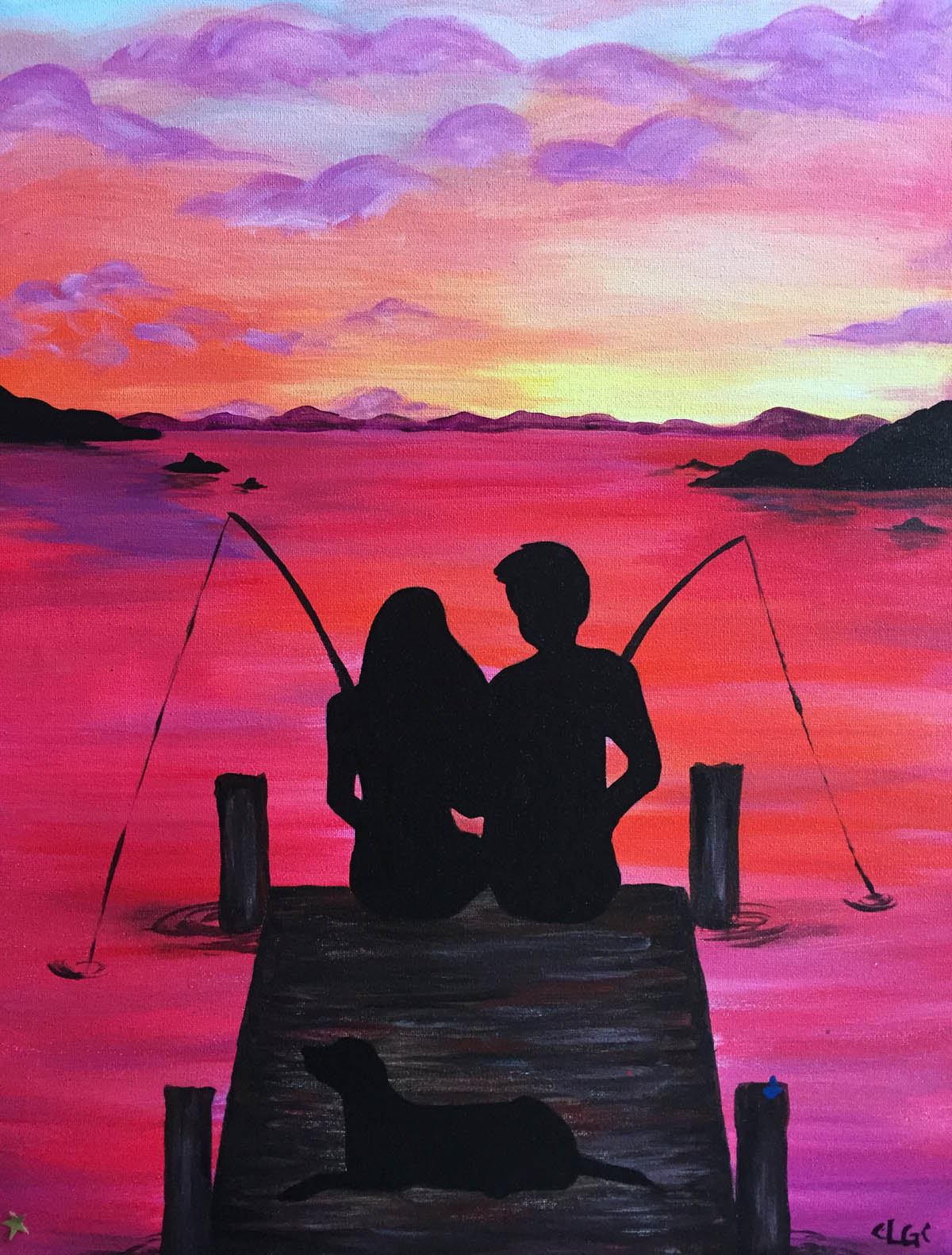 1200x1581 Love On The Dock (Customize!! Choose Man Andor Woman, - Fishing Pole Painting