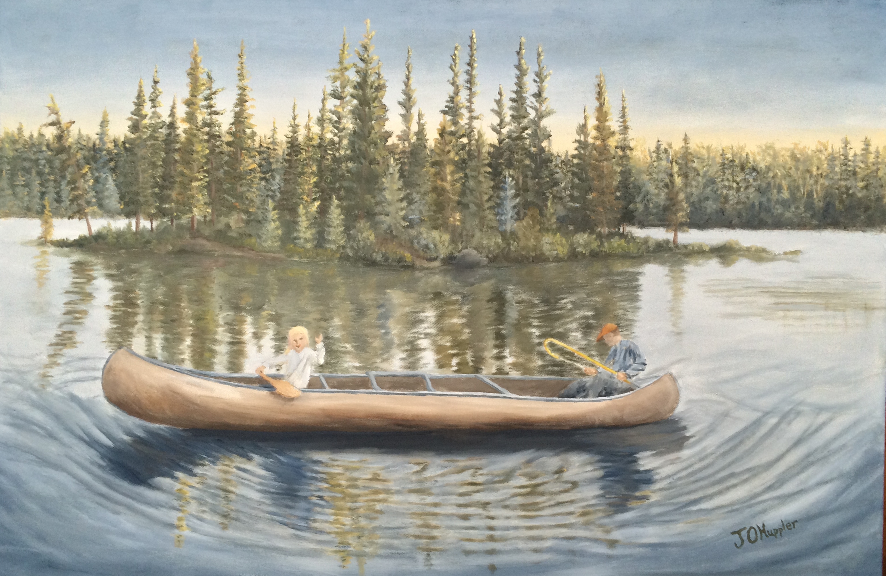 3078x2002 Children And Others J O Huppler - Fishing Pole Painting