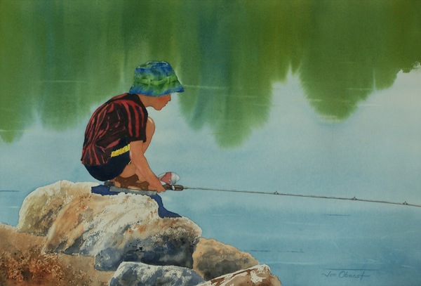 600x407 Watercolors By Jim Oberst Blog Artist Tip - Fishing Rod Painting