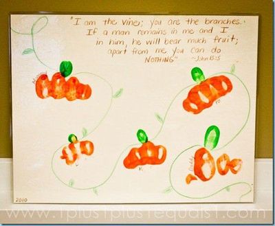 400x329 Knucklefist Painting Pumpkins With Vine Preschool Items - Fist Painting