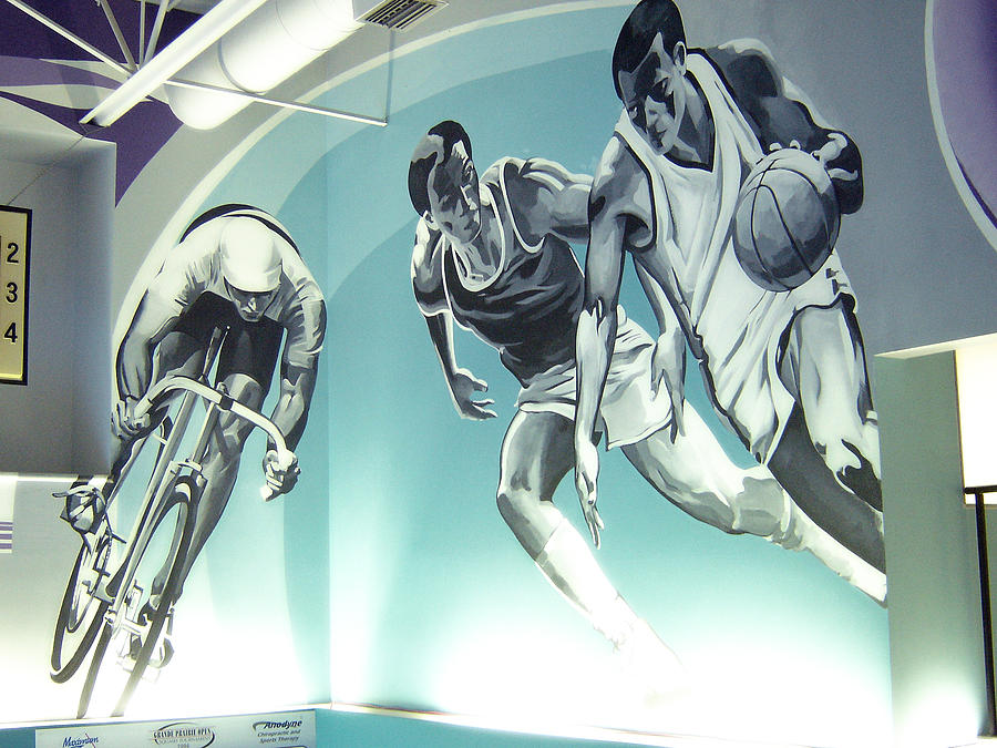 900x675 Maximum Fitness Basketball Cycling Detail Painting By Tim Heimdal - Fitness Painting