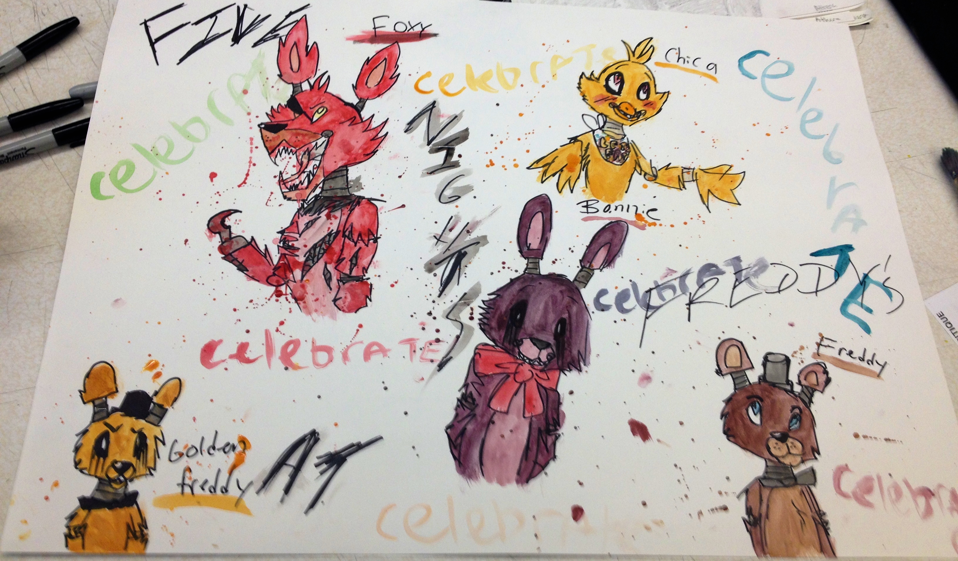 3264x1912 Five Nights At Freddy's Painting By Fallenangelkayaxx5 - Five Painting