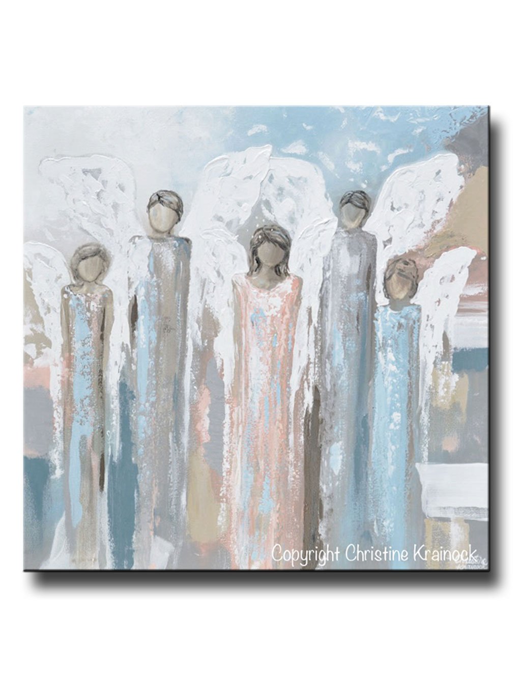 1024x1365 Giclee Print Abstract Angel Painting 5 Guardian Angels Decor Wall - Five Painting