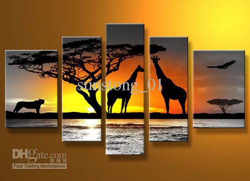 498x361 2018 Modern Africa Landscape Painting Five Pieces Landscape - Five Painting
