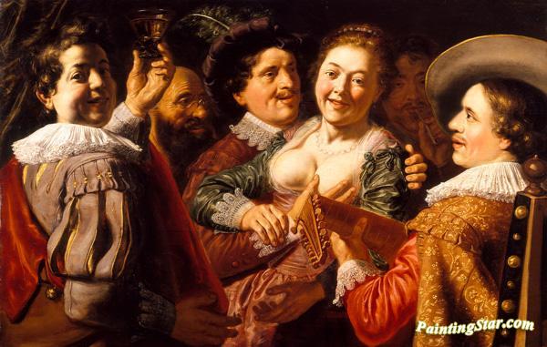 600x381 Allegory Of The Five Senses Artwork By Jan Lievens Oil Painting - Five Painting