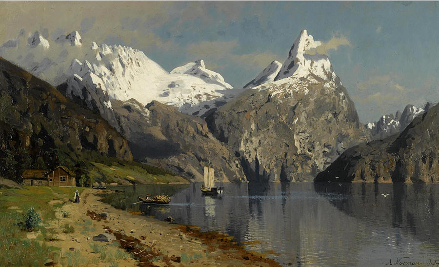 900x547 Fjord Landscape Painting By Adelsteen Normann - Fjord Painting