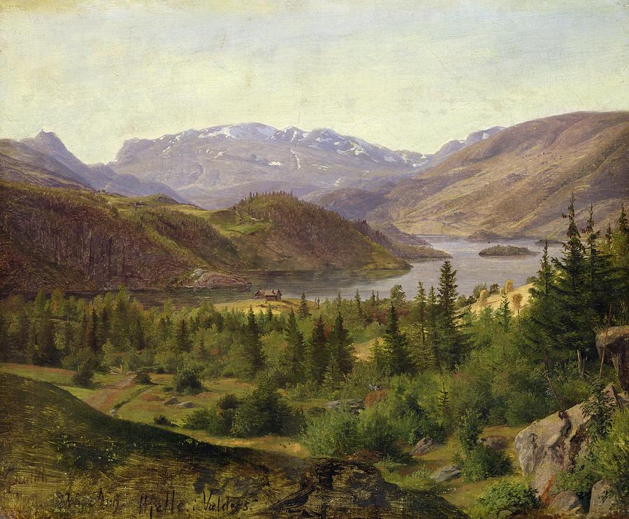 900x743 Tile Fjord Painting By Louis Gurlitt - Fjord Painting