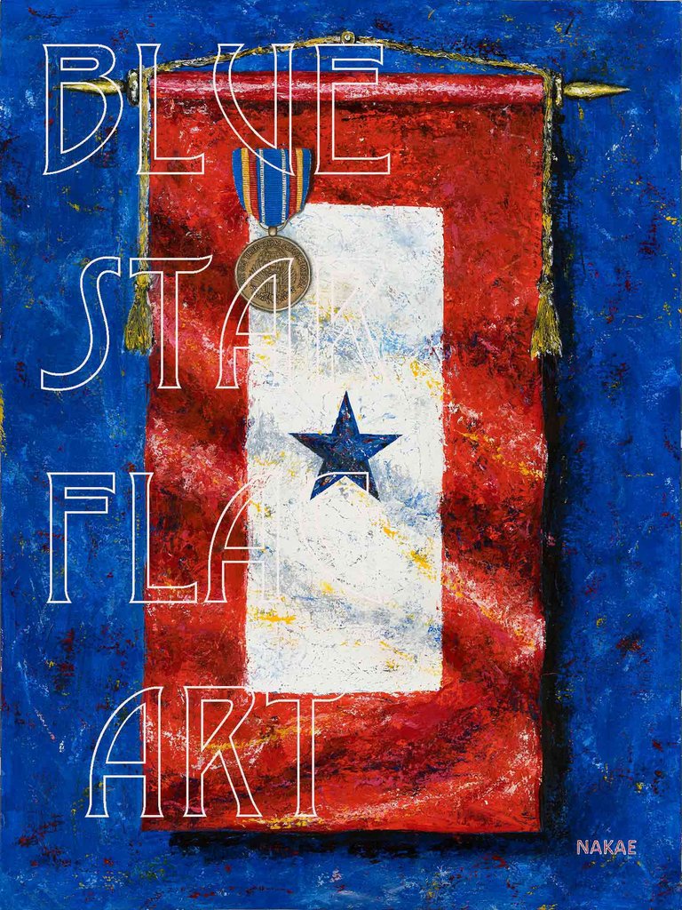 768x1024 Blue Star Flag Original Painting Global War Terrorism Blue Star - Flag Painting