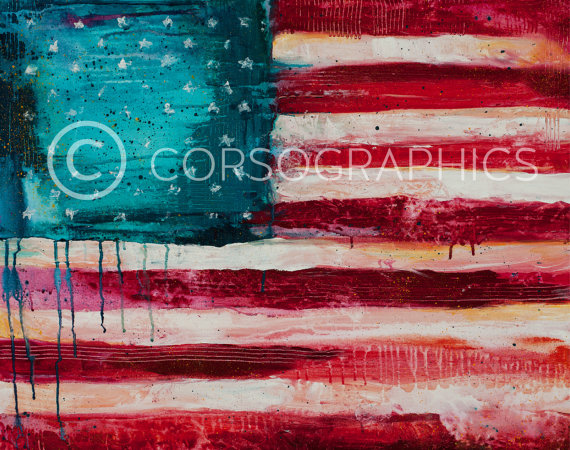 570x450 Metal Artwork Metal Flag Abstract Painting Of American Flag Home - Flag Painting