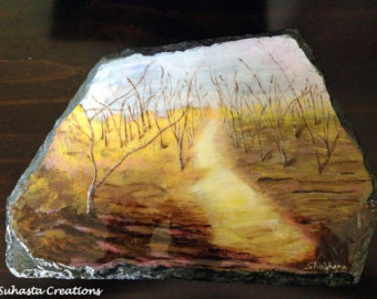 340x270 Tile Painting Painting On Flagstone Lighthouse - Flagstone Painting