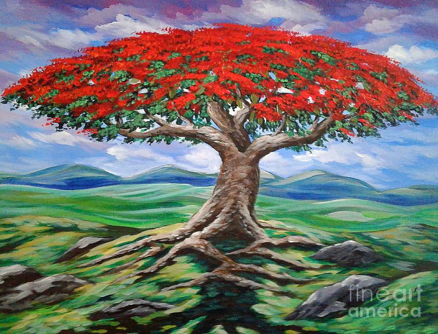 900x686 Flamboyan Painting By Daniel Quinones - Flamboyan Painting