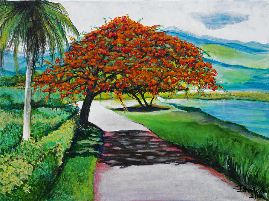 900x674 Flamboyan Painting By Jorge Parellada - Flamboyan Painting