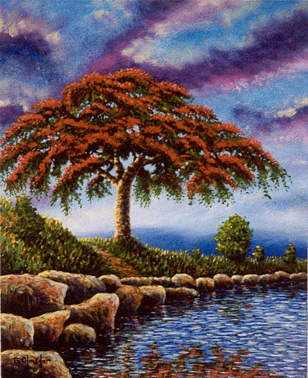 448x550 Flamboyan Y Ponciana By - Flamboyan Painting
