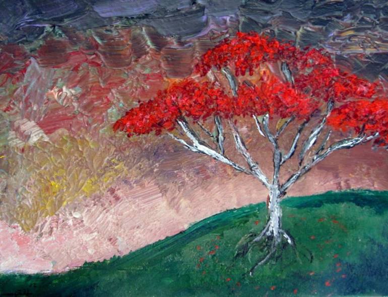 770x590 Saatchi Art Flamboyan At Dusk Painting By Ashley Huston - Flamboyan Painting