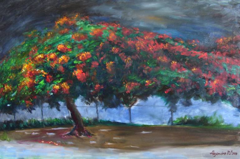 770x510 Saatchi Art Flamboyan Tree Painting By Alejandro De Jesus - Flamboyan Painting