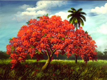 348x261 Flamboyan Cubano Ceramic Tile 6 X 8 By Mejia - Flamboyan Painting