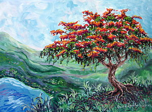 300x222 Flamboyant Tree Painting By David Francke - Flamboyant Tree Painting