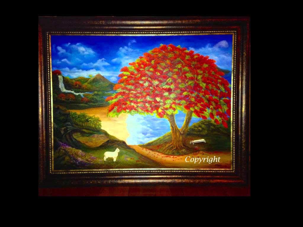 1024x768 Flamboyant Tree From Puerto Rico - Flamboyant Tree Painting