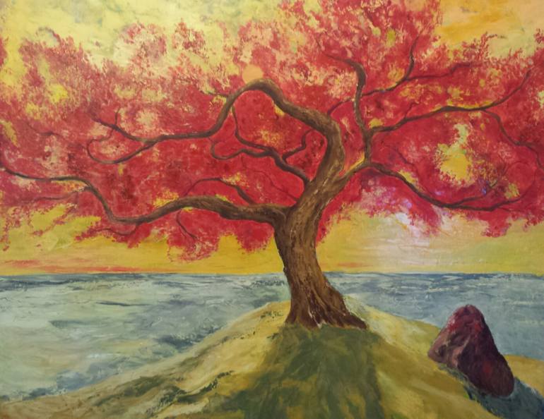 770x594 Saatchi Art Flamboyant Tree Painting By Christine Bleny - Flamboyant Tree Painting