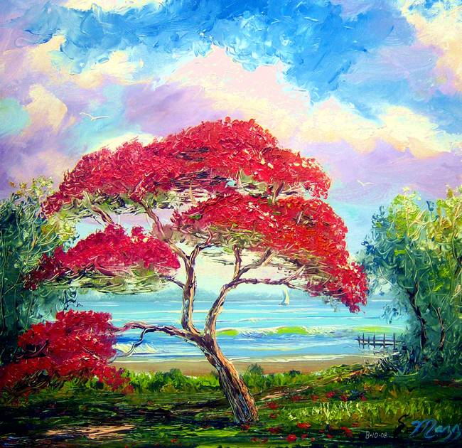650x630 Stunning Flamboyant Tree Painting Reproductions For Sale On Fine - Flamboyant Tree Painting