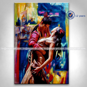 350x350 Handmade Abstract Spanish Flamenco Dancer Canvas Oil Painting - Flamenco Dancer Canvas Painting