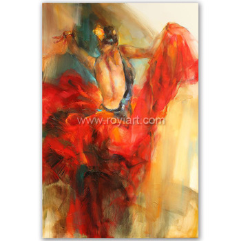350x350 Passional Spain Girl Flamenco Dancing Women Handmade Oil Painting - Flamenco Dancer Canvas Painting
