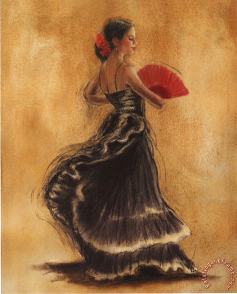 776x960 Caroline Gold Flamenco Dancer Ii Painting - Flamenco Dancer Canvas Painting
