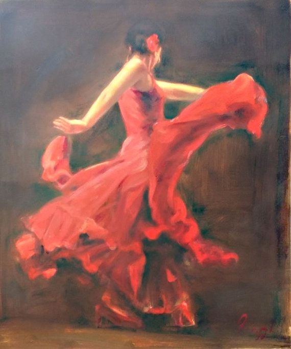 570x683 Original Flamenco Dancer Oil Painting On Linen Canvas, Size - Flamenco Dancer Oil Painting