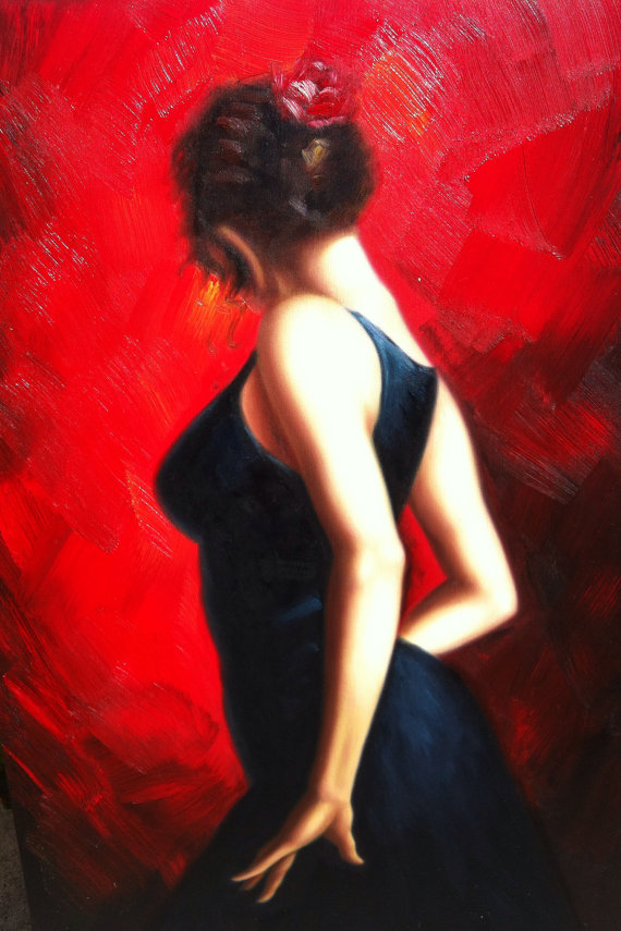 570x855 Sensual Flamenco Dancer - Flamenco Dancer Oil Painting