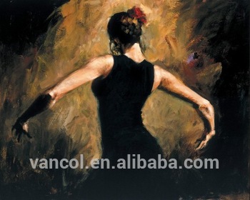 350x280 Wooden Framed Cheap Flamenco Dancer Canvas Painting,oil Painting - Flamenco Dancer Oil Painting