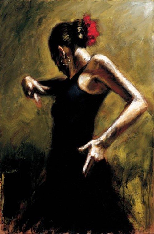 500x758 Flamenco Dancer Dancer In Black Painting - Flamenco Dancer Painting