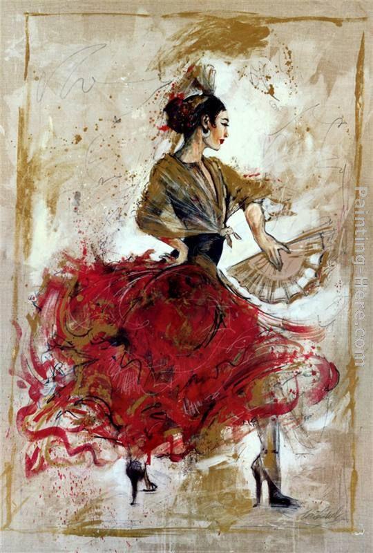 540x800 Flamenco Dancer Flamenco Dancer With Fan Painting Framed - Flamenco Dancer Painting