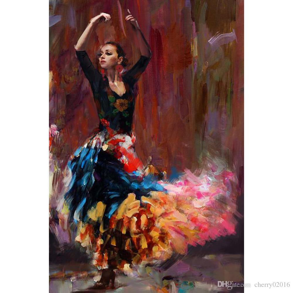 1000x1000 2018 Figure Paintings Flamenco Dancing Girl Spanish Art Woman Oil - Flamenco Dancer Painting