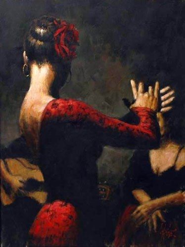 374x500 Flamenco Dancer Tablado Painting 50% Off - Flamenco Dancer Painting