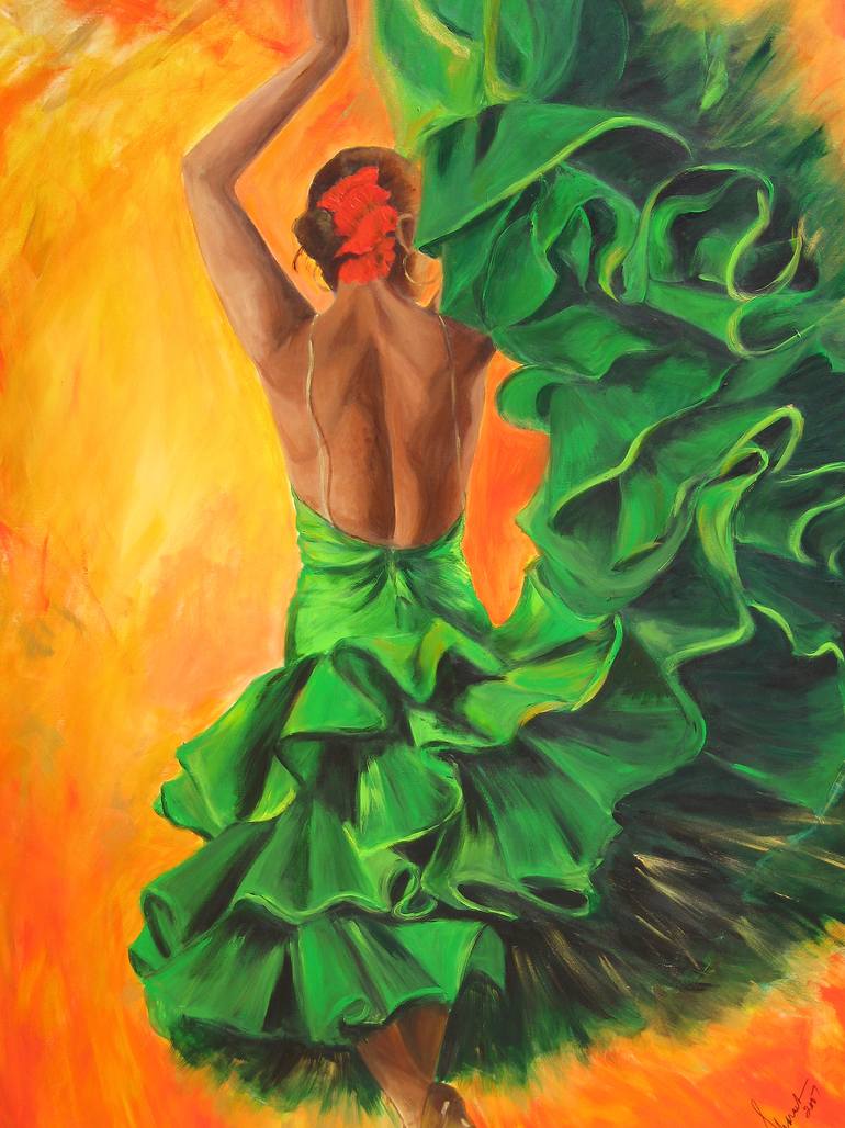 770x1028 Saatchi Art Flamenco Dancer Painting By Sharareh Chakamian - Flamenco Dancer Painting