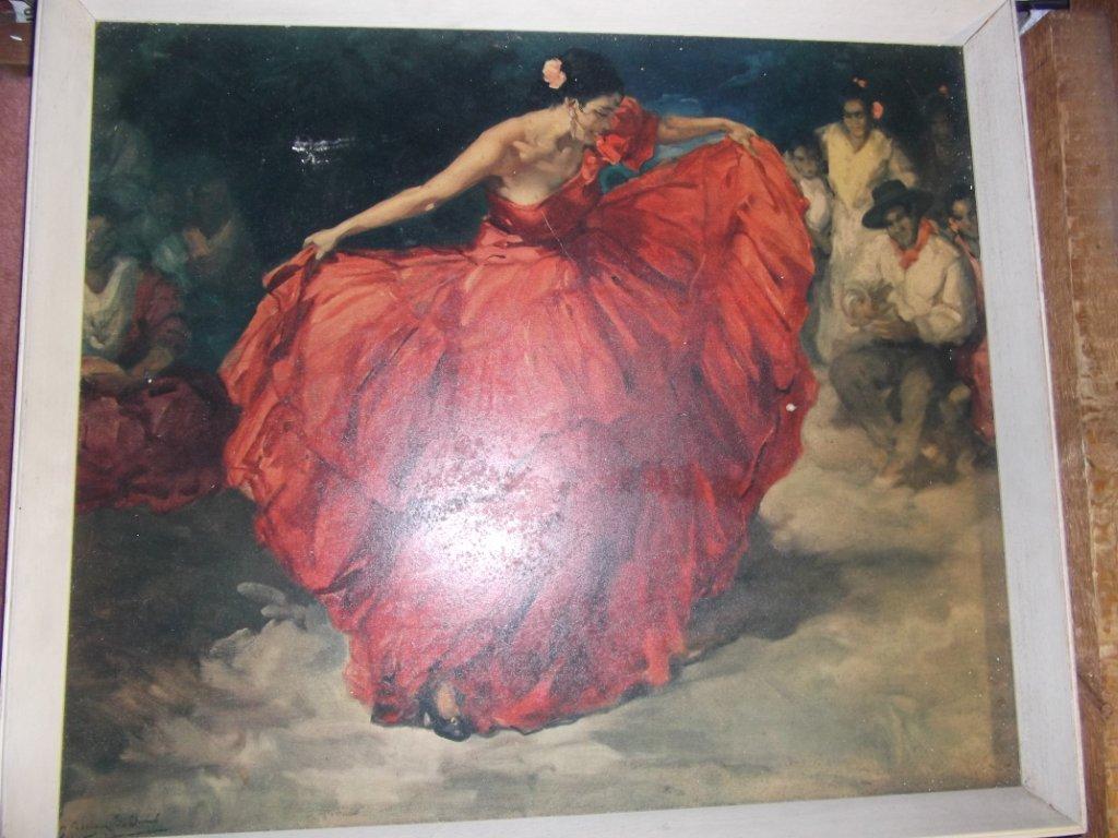 1024x768 I Found What Looks Like An Oil Painting Of A Spanish Red Dress - Flamenco Dancer Red Dress Painting