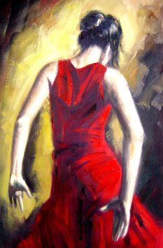 233x355 Cheap Spanish Flamenco Dancer Oil Painting, Find Spanish Flamenco - Flamenco Dancer Red Dress Painting