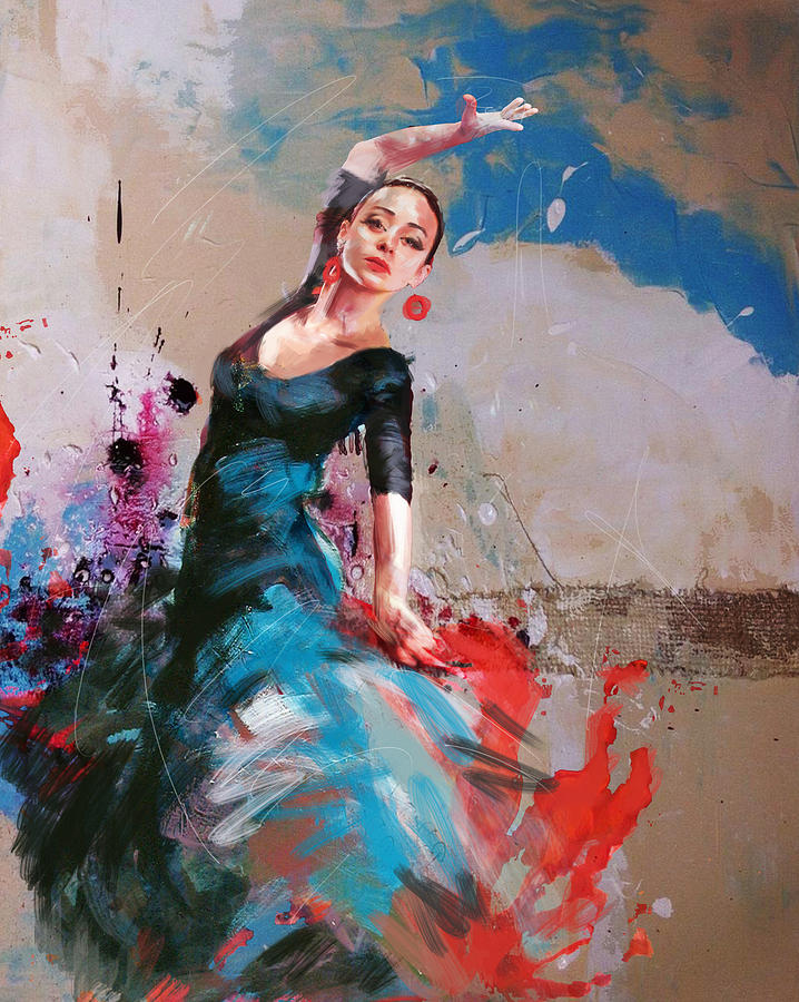 718x900 Flamenco 41 Painting By Maryam Mughal - Flamenco Painting