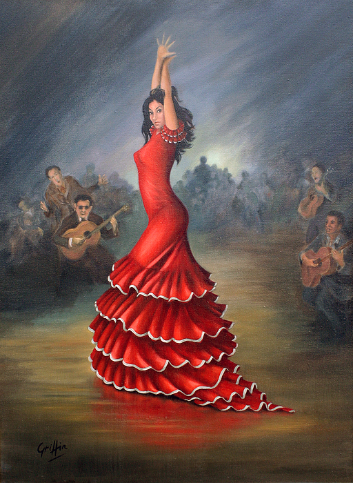512x700 Flamenco Dancer Painting By Mai Griffin - Flamenco Painting