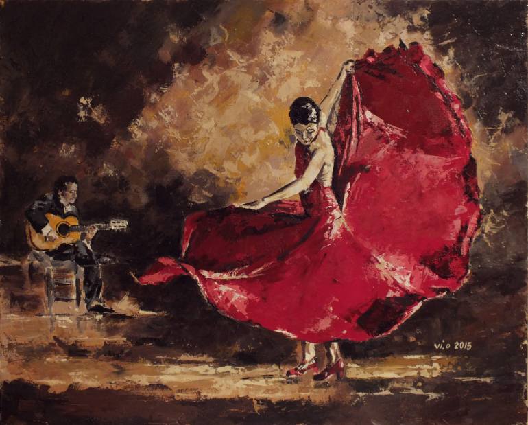 770x619 Saatchi Art Flamenco Dancer Painting By Violeta Oprea - Flamenco Painting