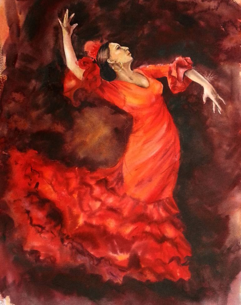 770x973 Saatchi Art Flamenco Danser Painting By Olga Beliaeva - Flamenco Painting
