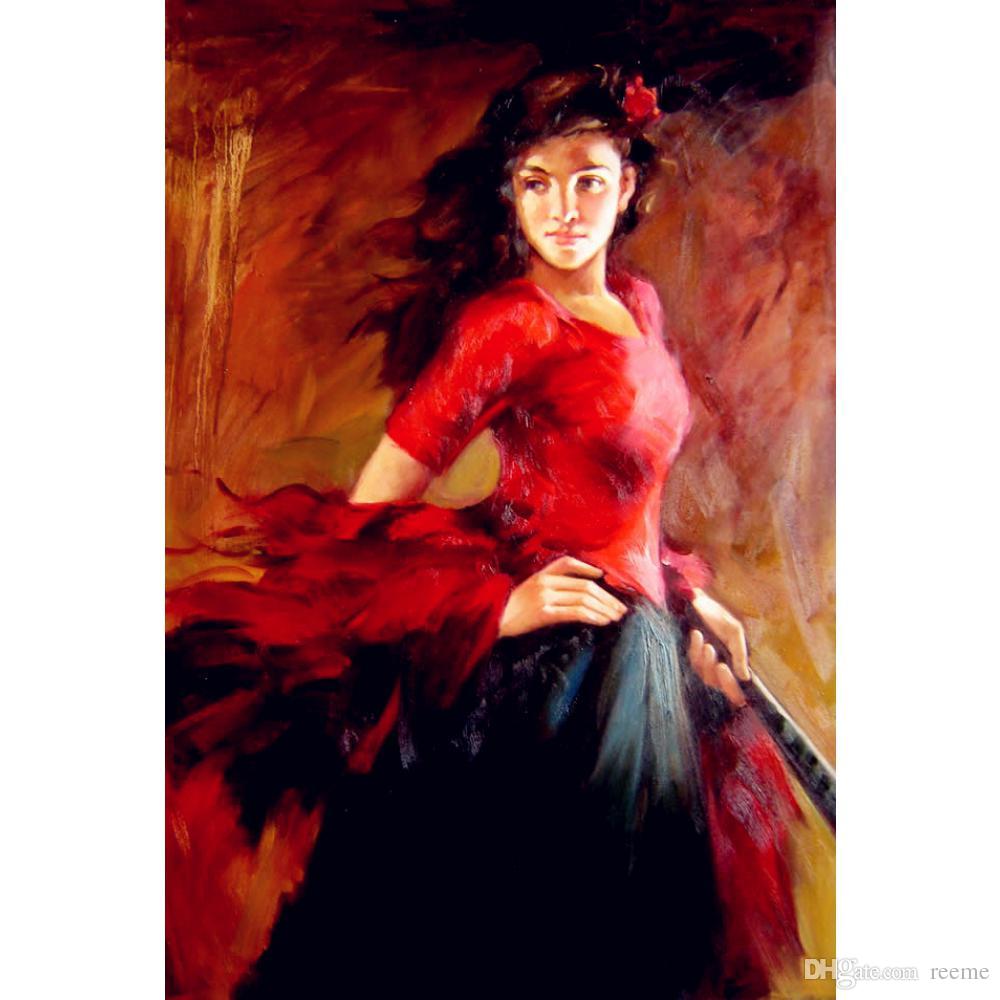 1000x1000 2018 Handmade Oil Painting Flamenco Spanish Dancer Modern Woman - Flamenco Painting