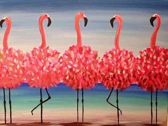 336x252 Flamingo Beach - Flamingo Painting