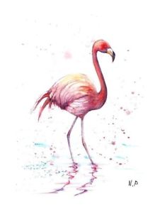 236x300 Original Flamingo Painting Watercolour Bird Illustration Art Home - Flamingo Painting