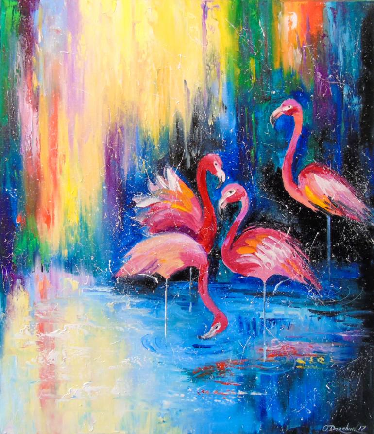 770x893 Saatchi Art Flamingo Painting By Olha Darchuk - Flamingo Painting