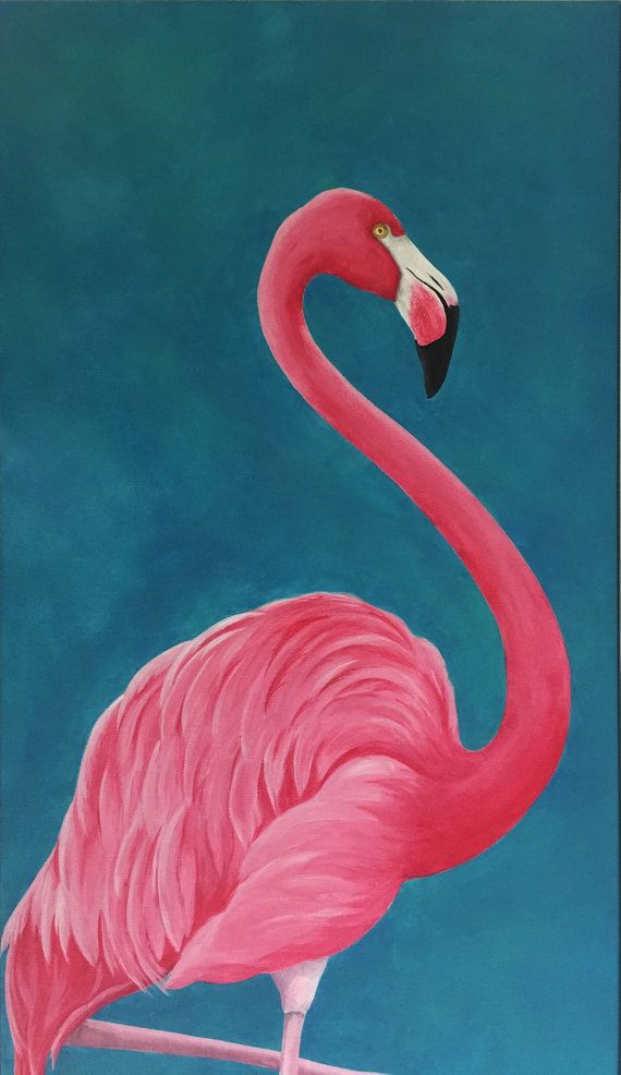 570x986 Flamingo, Pink Flamingo, Acrylic Painting, Pink Flamingo Original - Flamingo Painting