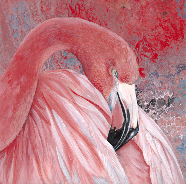 600x594 Life In Abstract Tutoring Art - Flamingo Painting Abstract