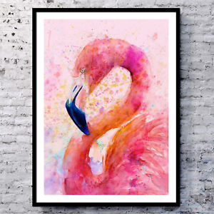 300x300 Stunning Pink Flamingo Watercolor Abstract Art Canvas Print Poster - Flamingo Painting Abstract