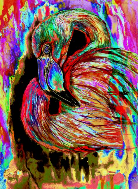 473x650 Stunning Pop Art Flamingo Artwork For Sale On Fine Art Prints - Flamingo Painting Abstract